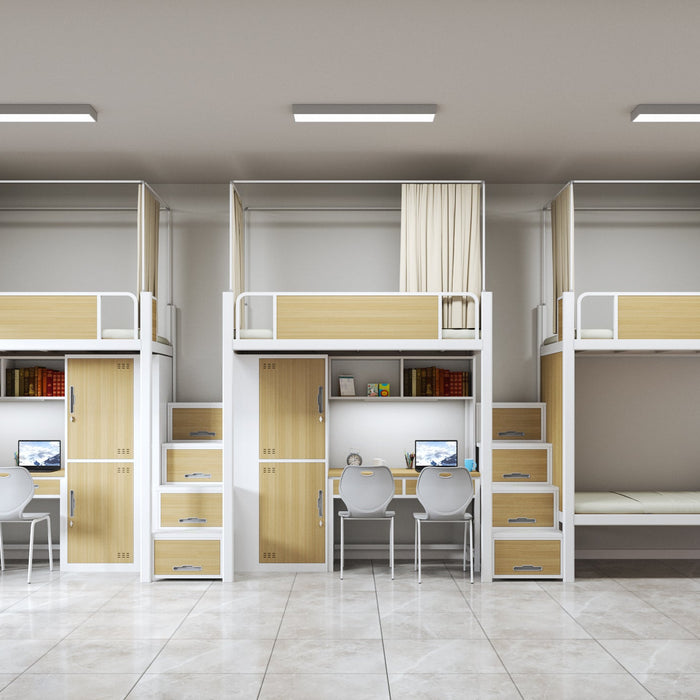 Modern Dorm Room Furniture: The Ultimate 3-Person Bunk Bed Solution for Student Living