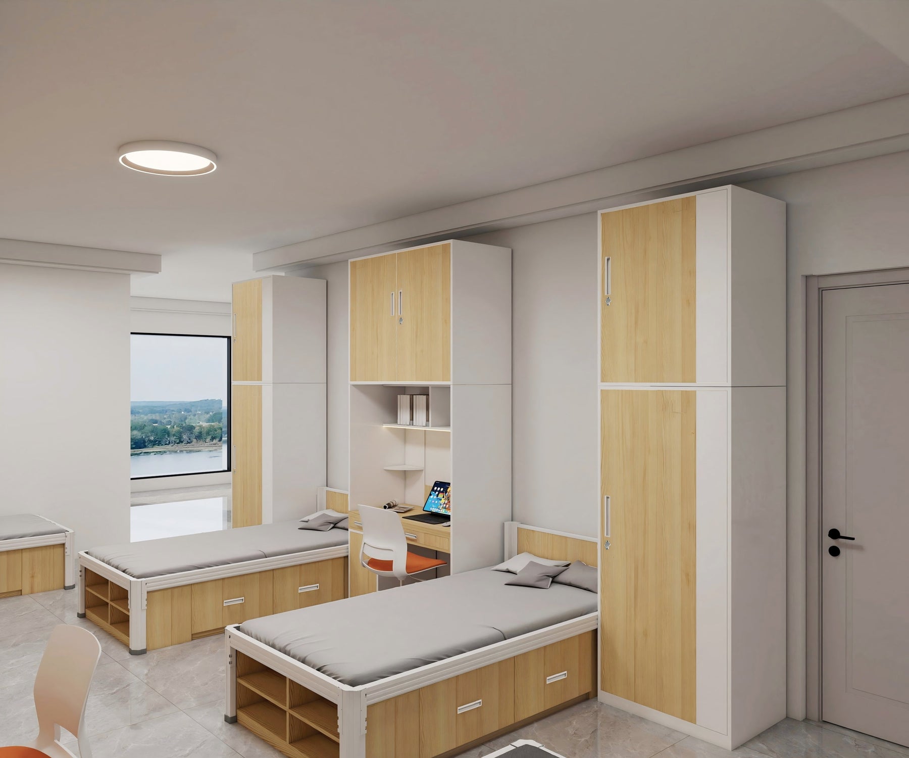 Space-Saving Integrated Bed & Study Cabinet Solution: Designed for Modern Student Dorms