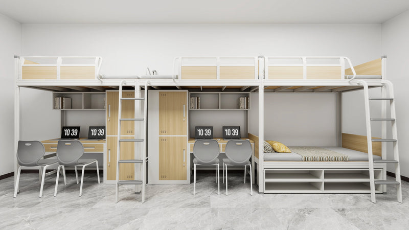 Three-module loft bed with side access ladder（special)