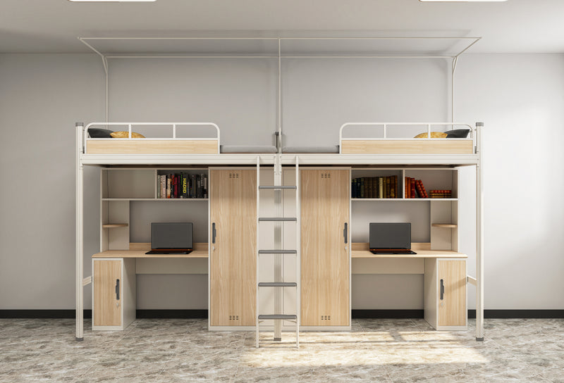 Two-module loft bed with side access ladder