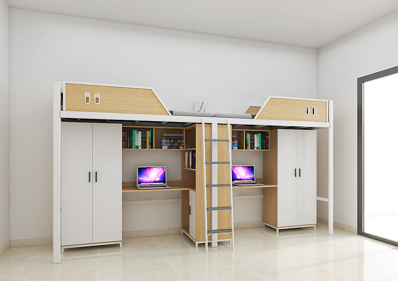 Two-module loft bed with side access ladder