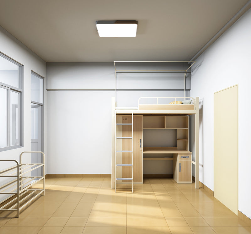 Single-module loft bed with side access ladder