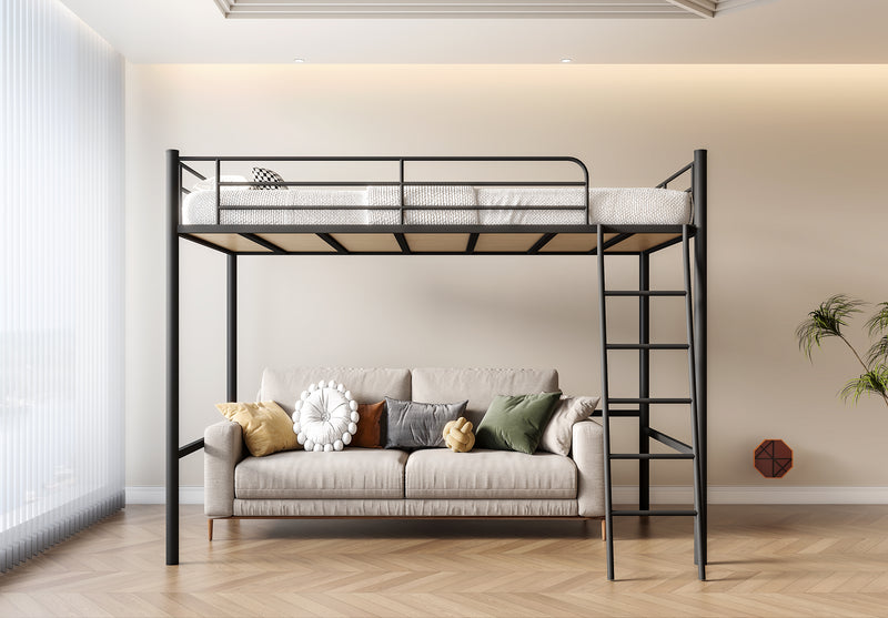 Single-module loft bed with side access ladder