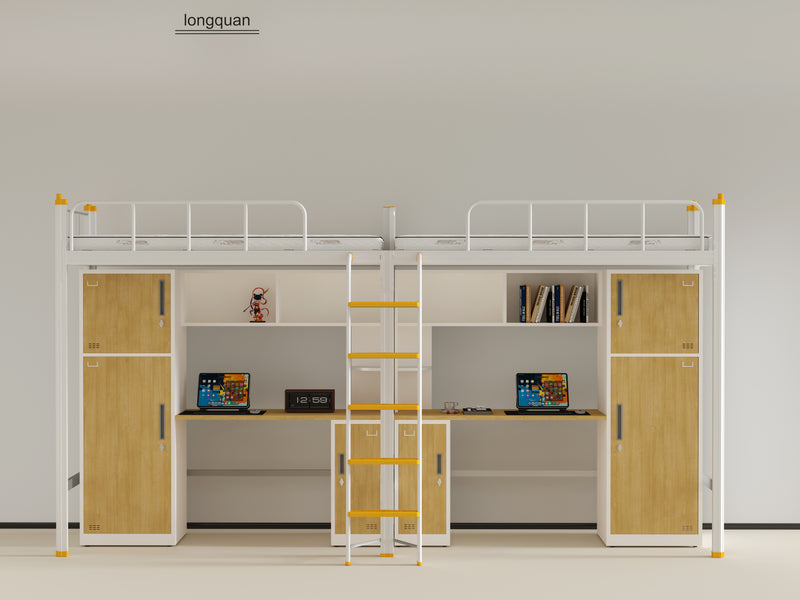 Two-module loft bed with side access ladder